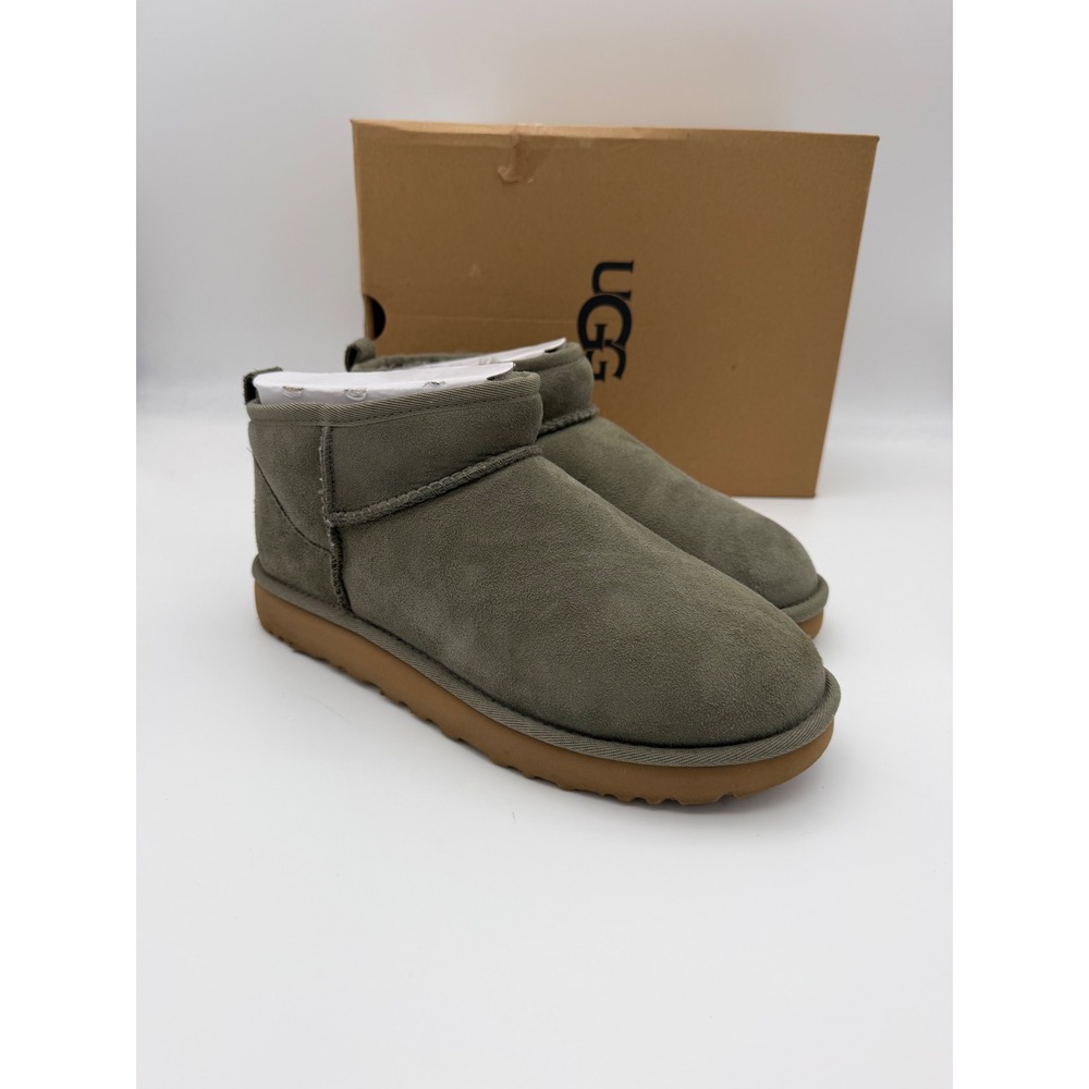 UGG Classic Ultra Mini Burnt Olive Suede Ankle Boots 1116109 Womens 9